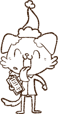 Bir insan tarafından çizilmiş Noel Köpeği Kömürü