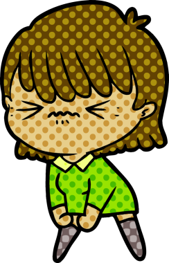 Bir insan tarafından çizilmiş kızgın çizgi film kızı.