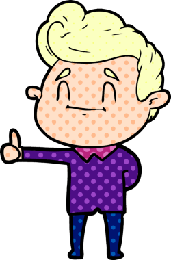 Bir insan tarafından çizilmiş mutlu çizgi film adamı.