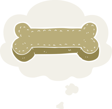 Düşünce baloncuklu çizgi köpek bisküvisi insan tarafından çizilmiş.