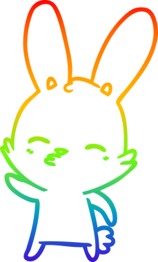 gökkuşağı gradyan çizimi bir insan tarafından çizilmiş meraklı tavşan çizgi filmi