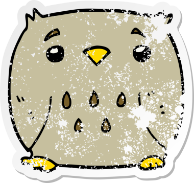 Bir insan tarafından çizilmiş karikatür baykuşunun sıkıntılı çıkartması