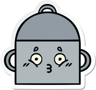 Bir insan tarafından çizilmiş şirin bir yemek pişirme kabının çıkartması.