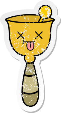 Bir insan tarafından çizilmiş şirin bir okul çanının sıkıntılı çıkartması.