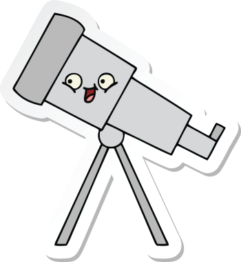 Bir insan tarafından çizilmiş sevimli bir teleskop çıkartması.
