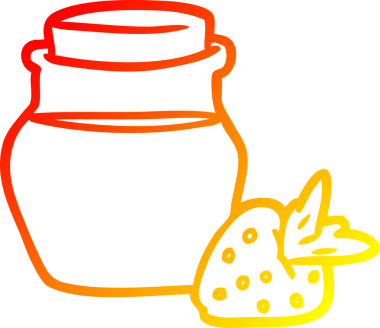 Bir insan tarafından çizilen çilek reçeli kavanozunun sıcak gradyan çizimi