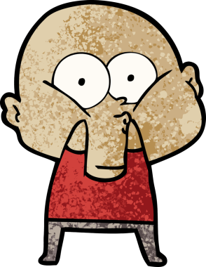 Bir insan tarafından çizilmiş kel bir adam.