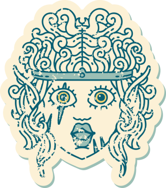 Retro Dövme Tarzı Bir insan tarafından çizilmiş barbar karakter yüzü