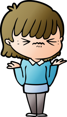 Bir insan tarafından çizilmiş kızgın çizgi film kızı.