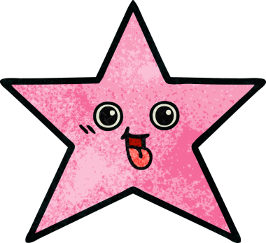 Bir insan tarafından çizilmiş yıldız balığının retro grunge deseni.