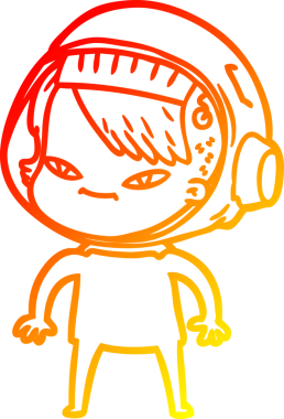 Bir insan tarafından çizilmiş bir astronot kadın çizgi çizimi.