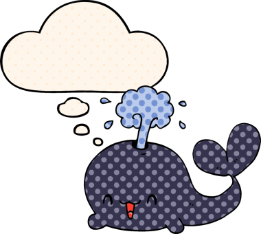 Çizgi roman tarzında bir insan tarafından çizilmiş düşünce balinası.