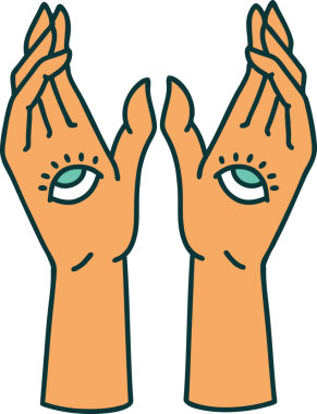 Bir insan tarafından çizilmiş mistik ellerin ikonik dövme şekli