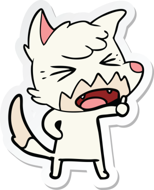 Bir insan tarafından çizilmiş kızgın bir tilkinin çıkartması.