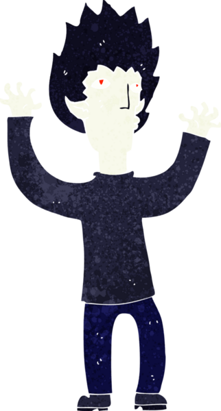 Bir insan tarafından çizilmiş bir vampir çizgi filmi.