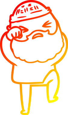 Bir insan tarafından çizilmiş sakallı bir çizgi film karakteri.