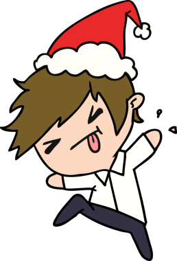 Bir insan tarafından çizilmiş Kawaii çocuğunun el çizimi Noel karikatürü.