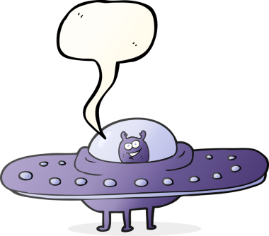 Bir insan tarafından çizilmiş serbest konuşma balonu uçan daire.