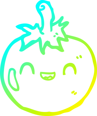 Bir insan tarafından çizilmiş bir domatesin soğuk gradyan çizimi