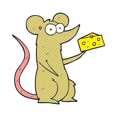 Bir insan tarafından çizilmiş peynirli serbest çizim faresi.
