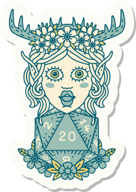 Bir insan tarafından çizilmiş bir Elf Druid karakterinin çıkartması.