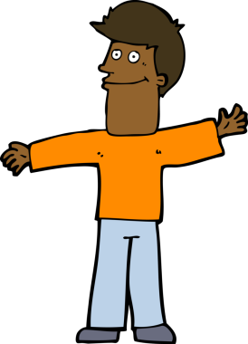 Bir insan tarafından çizilmiş mutlu bir adam.