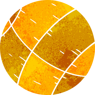 Bir insan tarafından çizilmiş bir basket topunun el çizimi karikatürü.