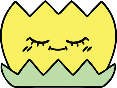 Bir insan tarafından çizilmiş tatlı bir nilüfer çiçeği karikatürü.