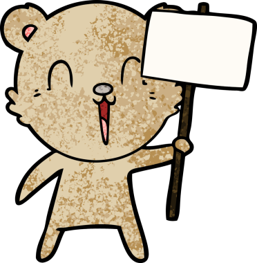 Bir insan tarafından çizilmiş mutlu çizgi film ayısı.