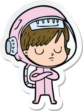 Bir insan tarafından çizilmiş astronot bir kadının çıkartması.