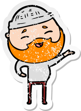 Bir insan tarafından çizilmiş mutlu sakallı bir adamın sıkıntılı çıkartması.