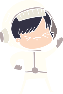 kızgın düz renkli çizgi film kızı bir insan tarafından çizilmiş.