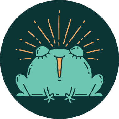 Bir insan tarafından çizilen mutlu kurbağa dövmesi ikonu