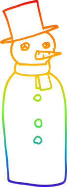 Bir insan tarafından çizilmiş geleneksel bir kardan adamın gökkuşağı gradyanı çizimi