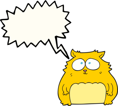 Bir insan tarafından çizilmiş serbest konuşma balonu çizgi film kedisi