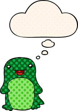 Çizgi roman tarzında bir insan tarafından çizilmiş düşünce baloncuğu olan penguen.