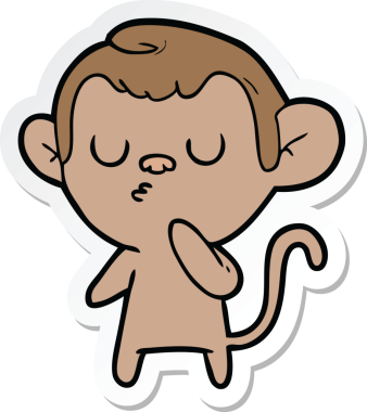 Bir insan tarafından çizilmiş çizgi film maymununun çıkartması.