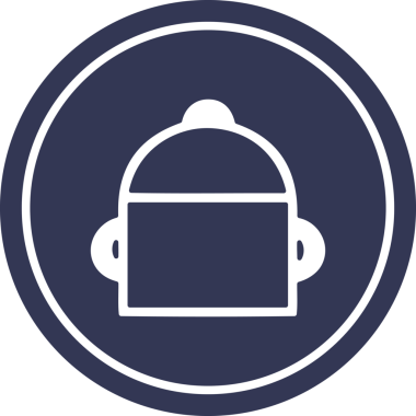 Bir insan tarafından çizilmiş tencere yuvarlak simgesi.