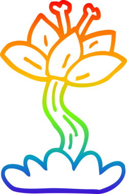 Bir insan tarafından çizilmiş nilüfer çiçeğinin gökkuşağı gradyan çizimi