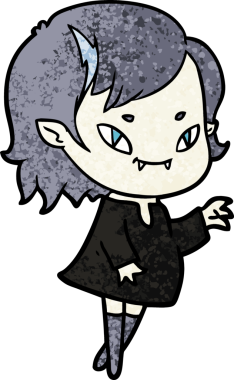 Bir insan tarafından çizilmiş çizgi film dostu vampir kız.