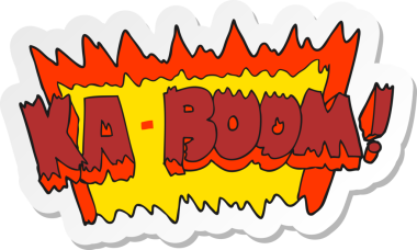 Bir insan tarafından çizilmiş çizgi roman patlamasının çıkartması.