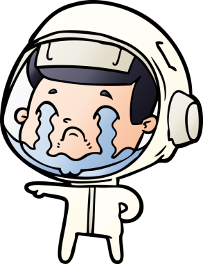 Bir insan tarafından çizilmiş ağlayan astronot çizgi filmi.
