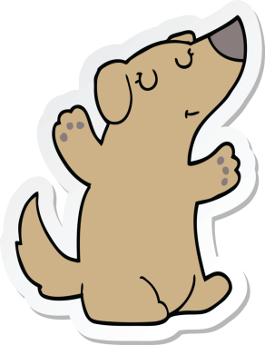 Bir insan tarafından çizilmiş bir köpeğin çıkartması.