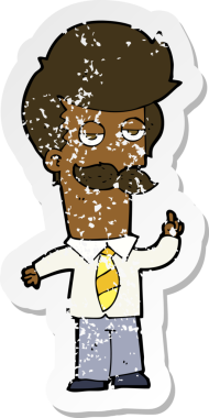 Bir insan tarafından çizilmiş bıyıklı karikatür yapıştırması.