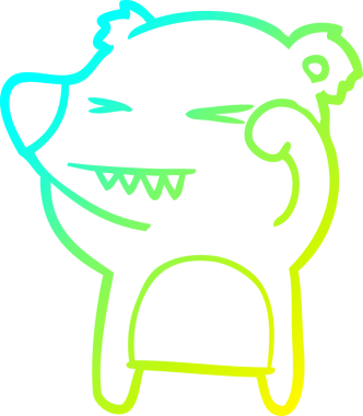 Bir insan tarafından çizilen kızgın ayı karikatürünün soğuk gradyan çizgisi