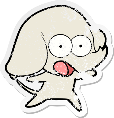 Bir insan tarafından çizilmiş şirin bir filin sıkıntılı çıkartması