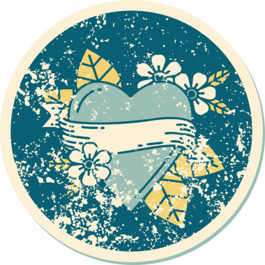 Bir insan tarafından çizilmiş kalp ve bayrağın sembolik depresif dövme şekli