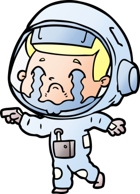 Bir insan tarafından çizilmiş ağlayan astronot çizgi filmi.