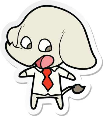 Bir insan tarafından çizilmiş şirin bir fil çıkartması.