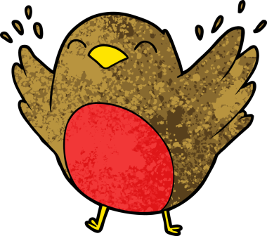 bir insan tarafından çizilmiş kanat çırpan robin çizgi filmi